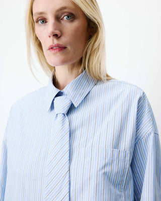 Chemise rayée oversize à cravate amovible ciel Athena