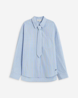 Chemise rayée oversize à cravate amovible ciel Athena