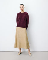 Pull torsadé ample col rond aubergine Amparo