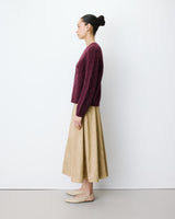 Pull torsadé ample col rond aubergine Amparo