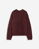 Pull torsadé ample col rond aubergine Amparo