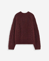 Pull torsadé ample col rond aubergine Amparo