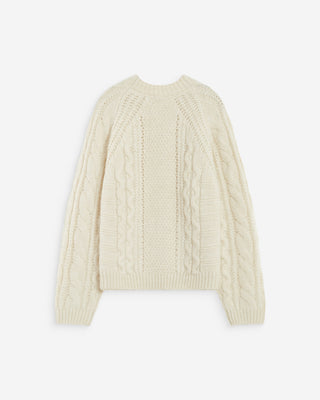 Pull torsadé ample col rond ecru Amparo