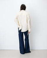 Chemise oversize en coton rayée vanille Armelle