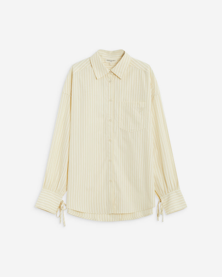 Chemise oversize en coton rayée vanille Armelle