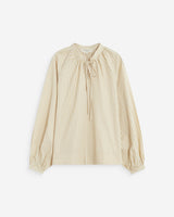 Blouse à rayures col mao à nouer beige Albane