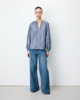 Mandarin-collar blouse marine Albane