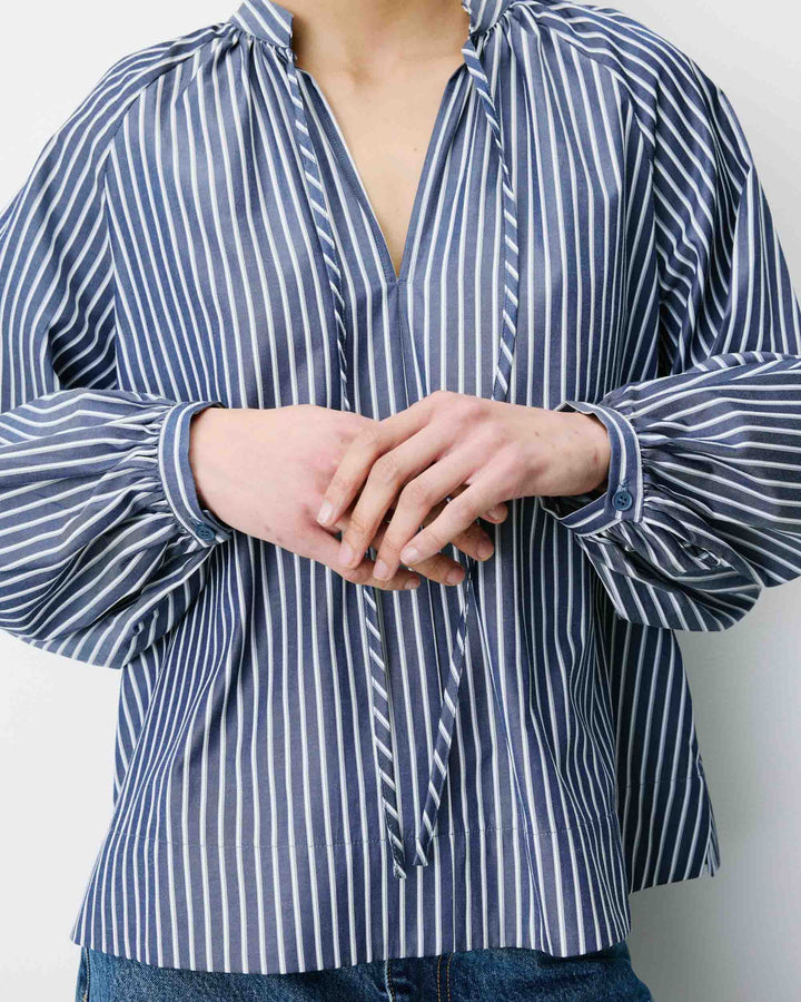 Mandarin-collar blouse marine Albane