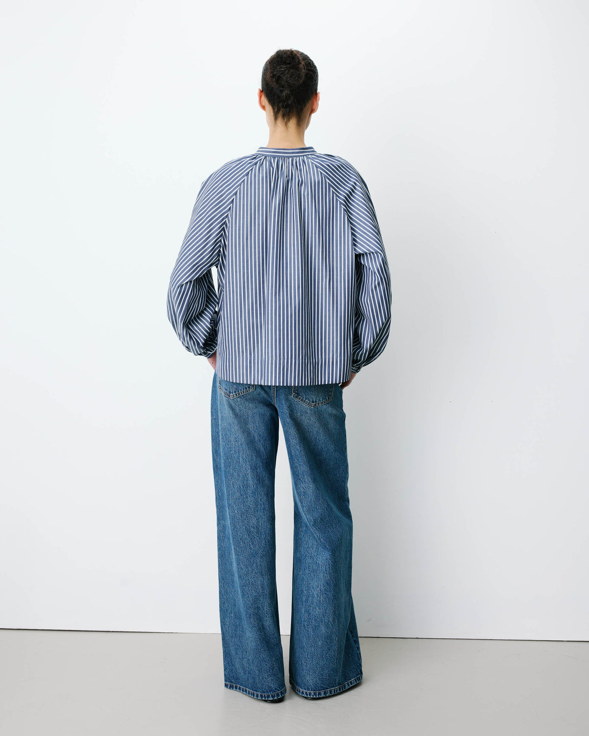 Mandarin-collar blouse marine Albane