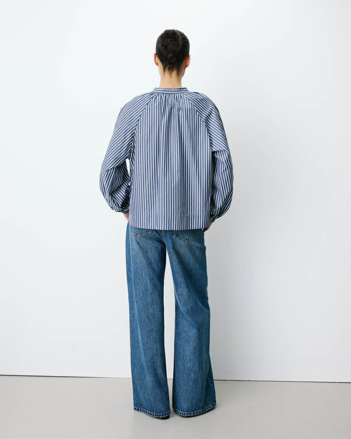Mandarin-collar blouse marine Albane