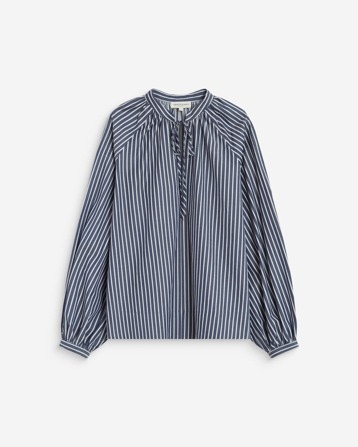 Mandarin-collar blouse marine Albane