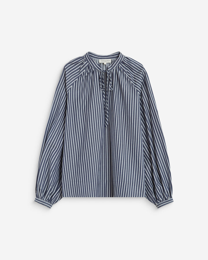 Mandarin-collar blouse marine Albane