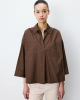 Blusa de algodón de manga ancha chocolat Ambre