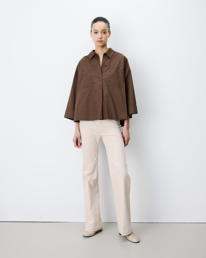 Blusa de algodón de manga ancha chocolat Ambre