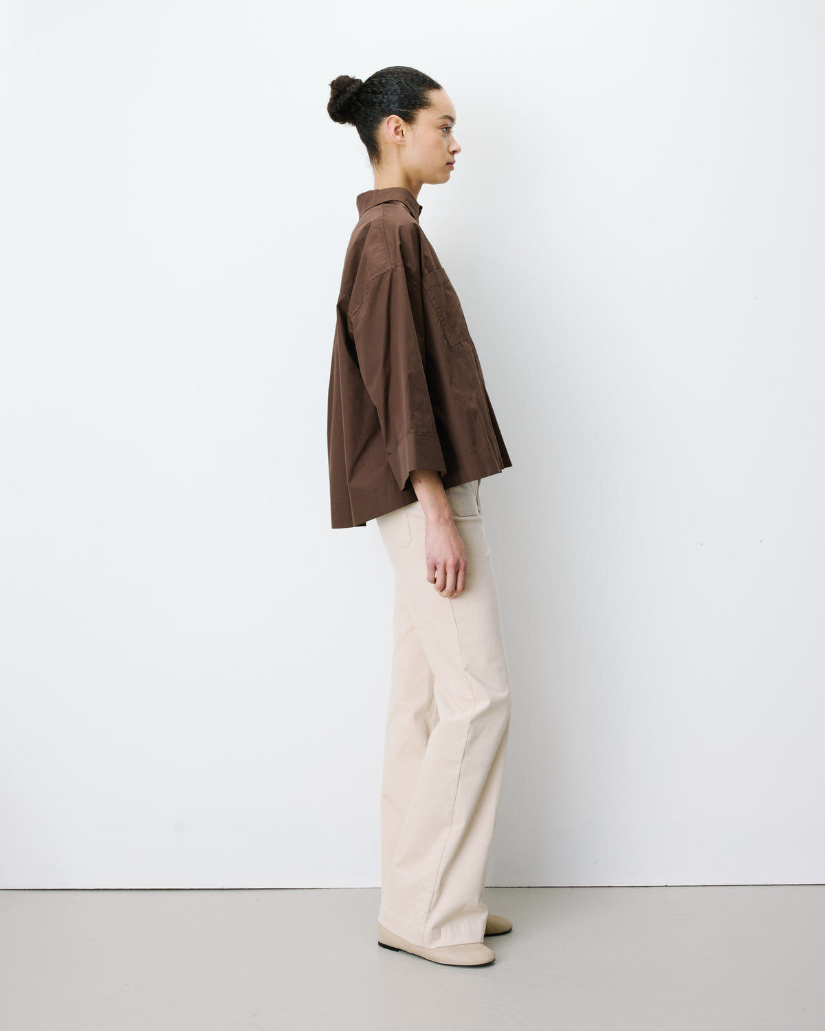 Blusa de algodón de manga ancha chocolat Ambre