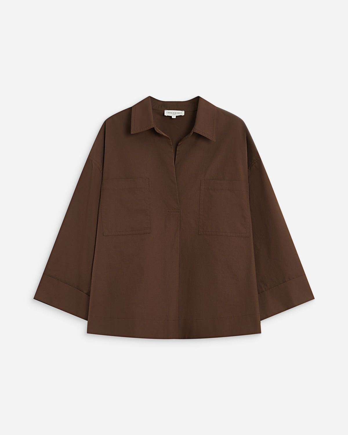 Blusa de algodón de manga ancha chocolat Ambre