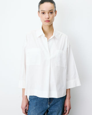 Blouse oversize manches larges en coton ivoire Ambre