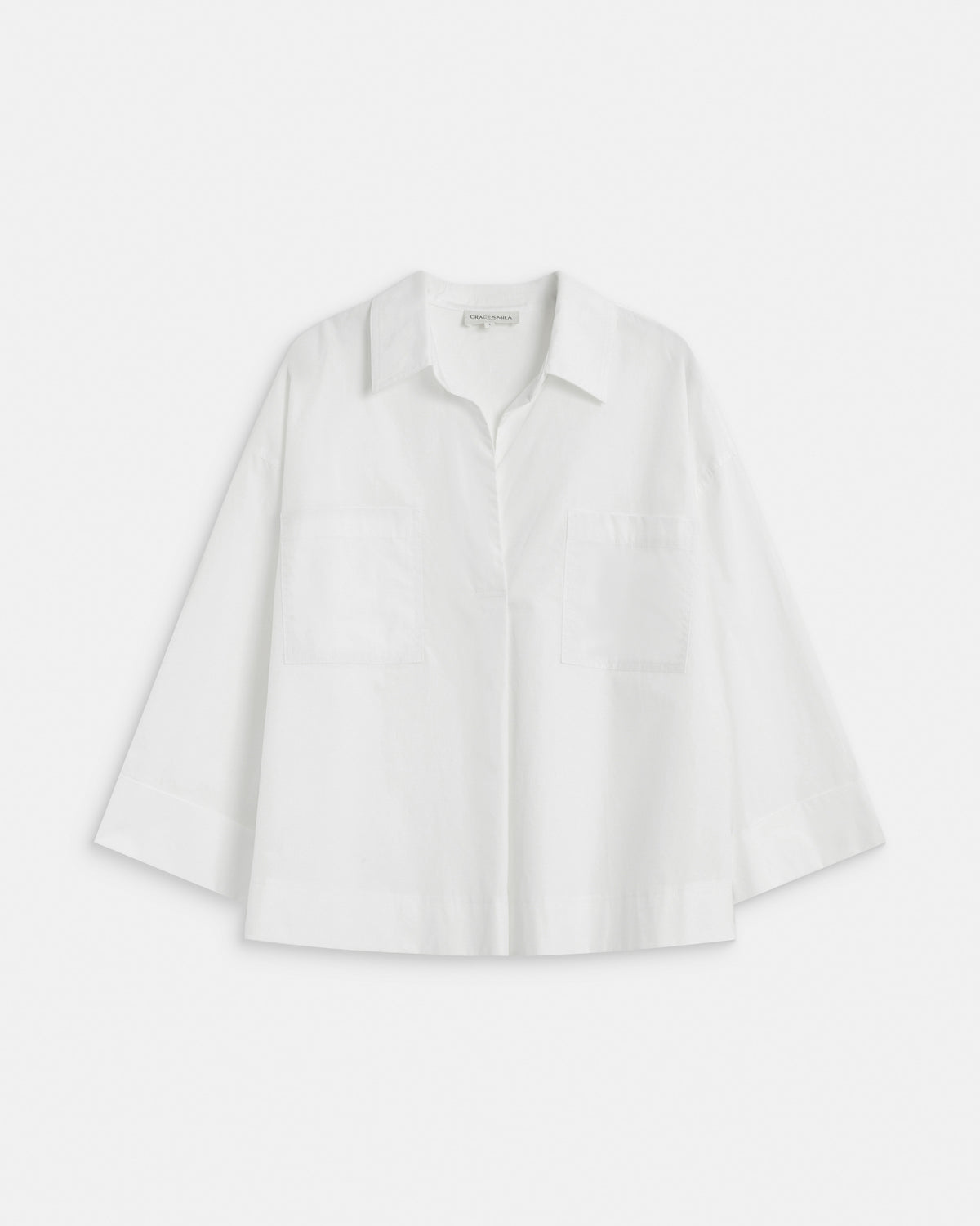 Blouse oversize manches larges en coton ivoire Ambre