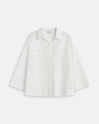 Blouse oversize manches larges en coton ivoire Ambre