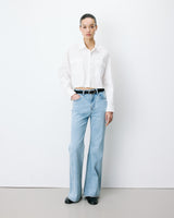 Chemise courte oversize en coton ivoire Azelle