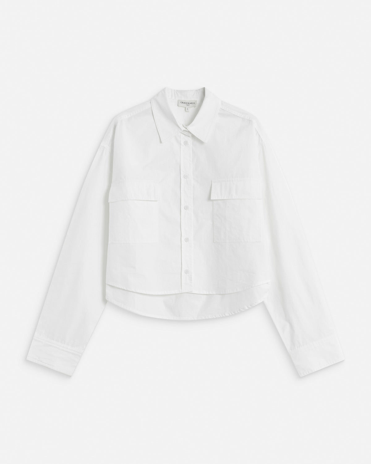 Chemise courte oversize en coton ivoire Azelle