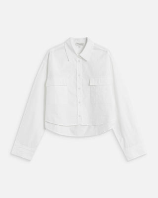 Chemise courte oversize en coton ivoire Azelle