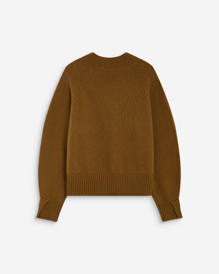 Pull droit col V en maille olive Alden