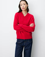 Jersey de punto con escote en V rouge Alden