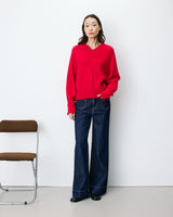 Jersey de punto con escote en V rouge Alden