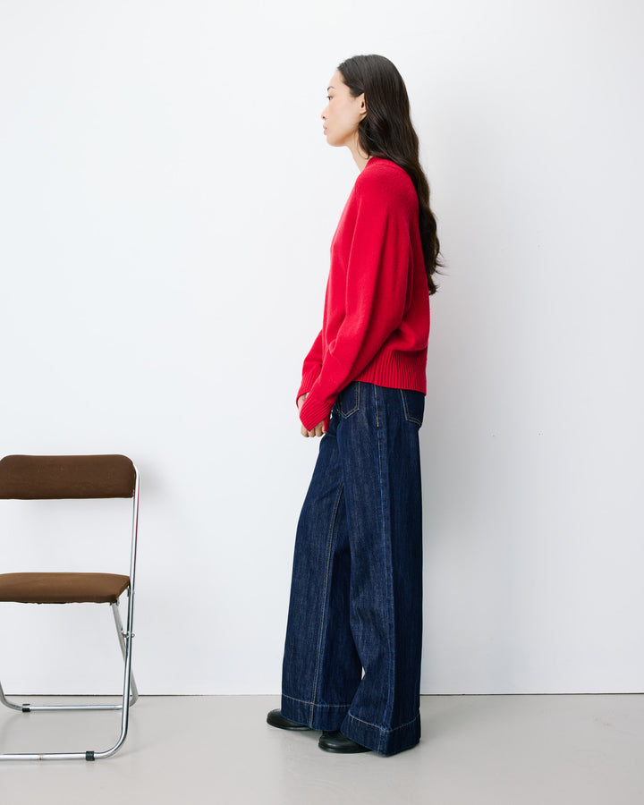 Jersey de punto con escote en V rouge Alden