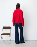 Jersey de punto con escote en V rouge Alden