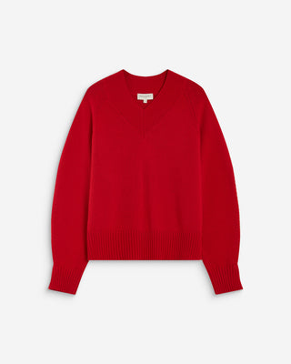Jersey de punto con escote en V rouge Alden