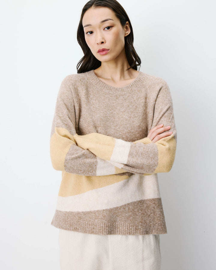 Pull col rond en maille à motif mocha Arlo