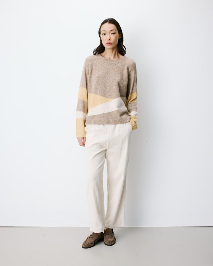 Pull col rond en maille à motif mocha Arlo