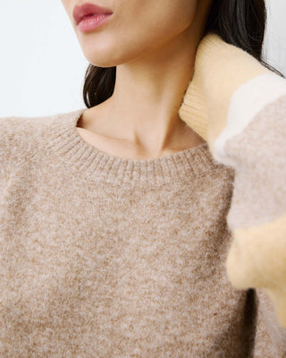 Pull col rond en maille à motif mocha Arlo
