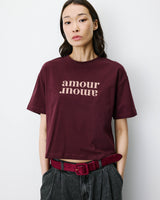 T-shirt en coton manches courtes à inscription aubergine Anis