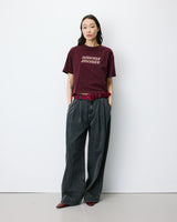 T-shirt en coton manches courtes à inscription aubergine Anis