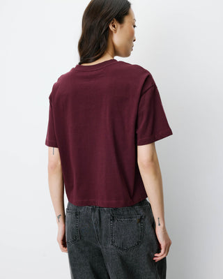 T-shirt en coton manches courtes à inscription aubergine Anis
