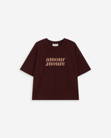 T-shirt en coton manches courtes à inscription aubergine Anis