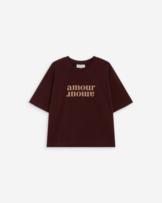 T-shirt en coton manches courtes à inscription aubergine Anis