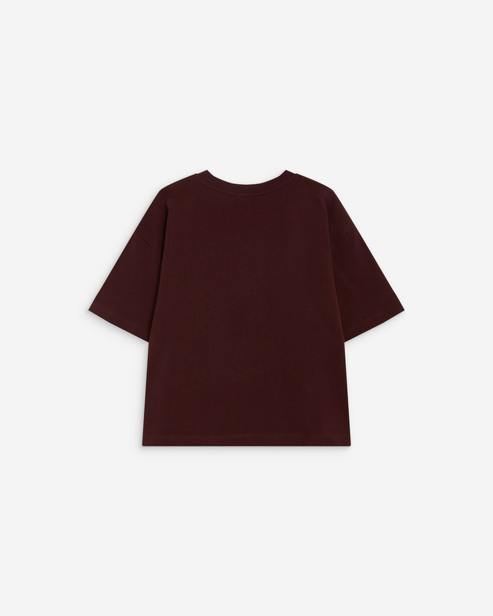 T-shirt en coton manches courtes à inscription aubergine Anis