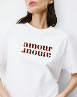 Cotton slogan T-shirt ivoire Anis