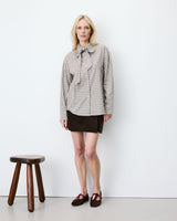 Chemise oversize col cavalier à carreaux sable Ayla