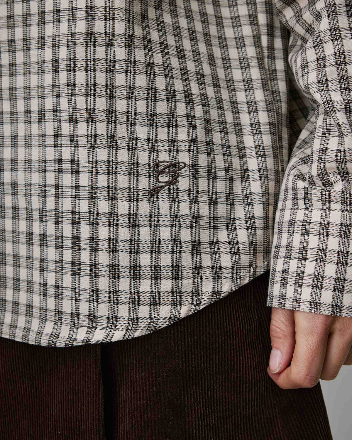 Chemise oversize col cavalier à carreaux sable Ayla