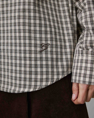 Chemise oversize col cavalier à carreaux sable Ayla