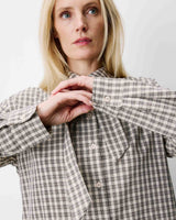 Chemise oversize col cavalier à carreaux sable Ayla