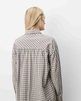Chemise oversize col cavalier à carreaux sable Ayla