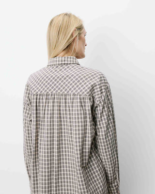 Chemise oversize col cavalier à carreaux sable Ayla