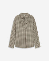 Chemise oversize col cavalier à carreaux sable Ayla
