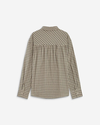 Chemise oversize col cavalier à carreaux sable Ayla